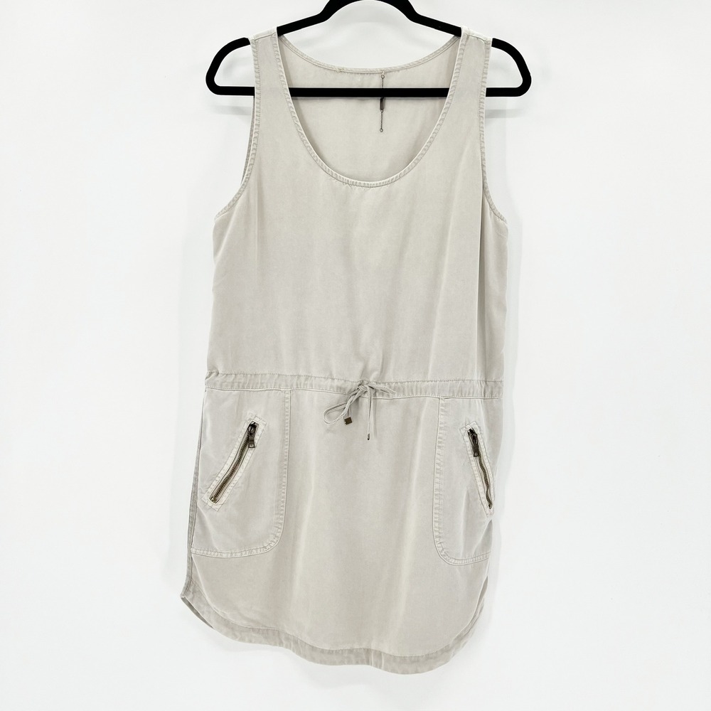 Young Fabulous & Broke Light Beige Tank Mini Dress with Zip Pockets